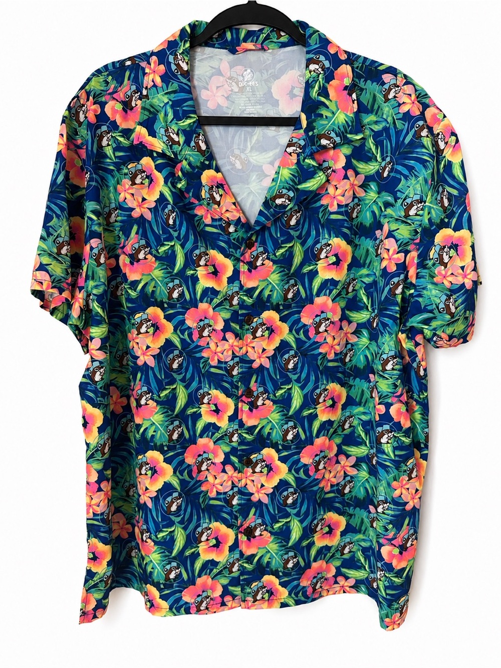 Buc-ee’s Men’s Hawaiian Shirt Tropical Floral Beaver Button Up Camp Colorful XL